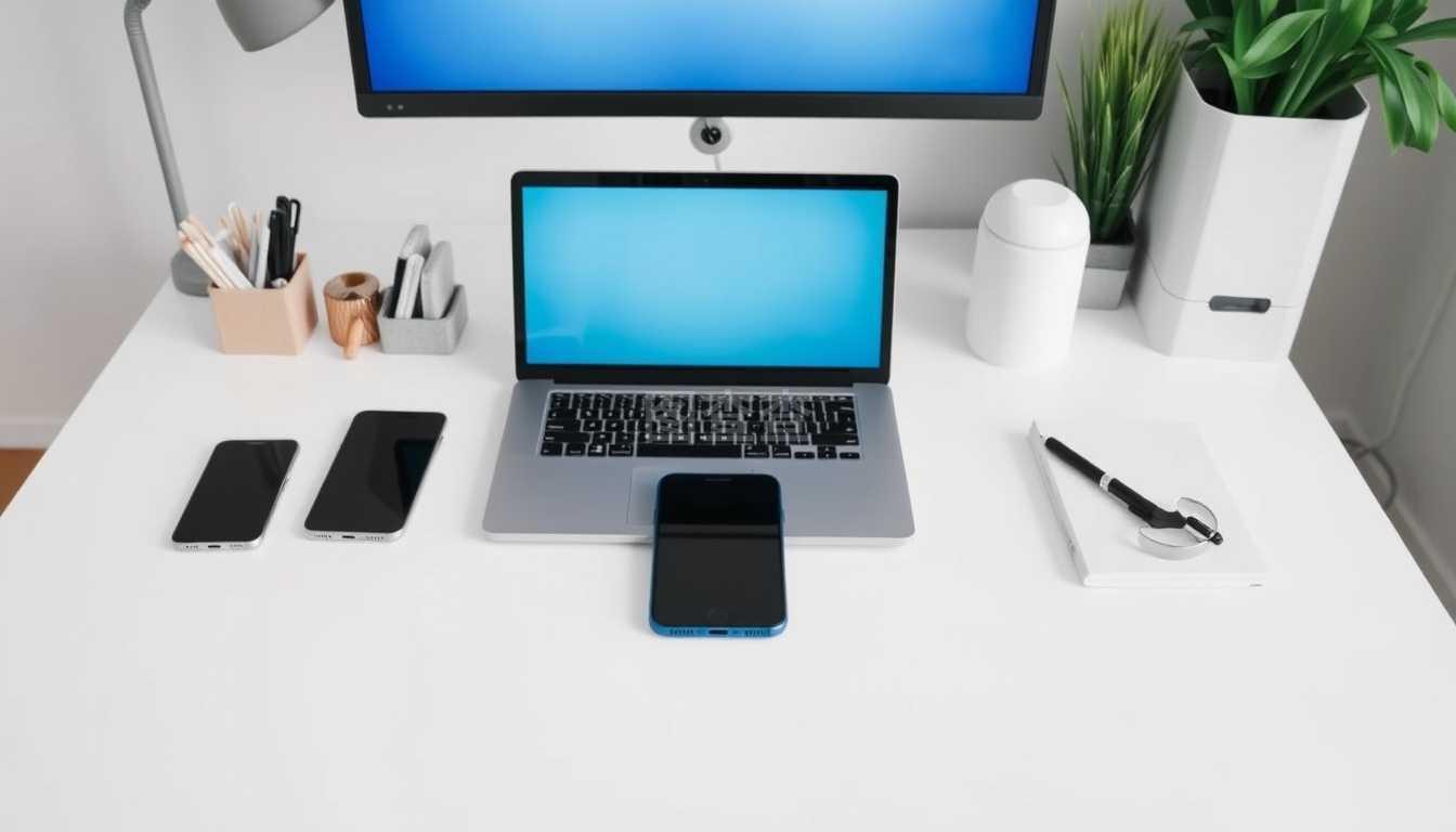 现代办公桌的数字化布局